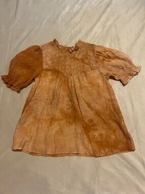 Blu pepper Rust Orange Smocked Short Sleeve Blouse